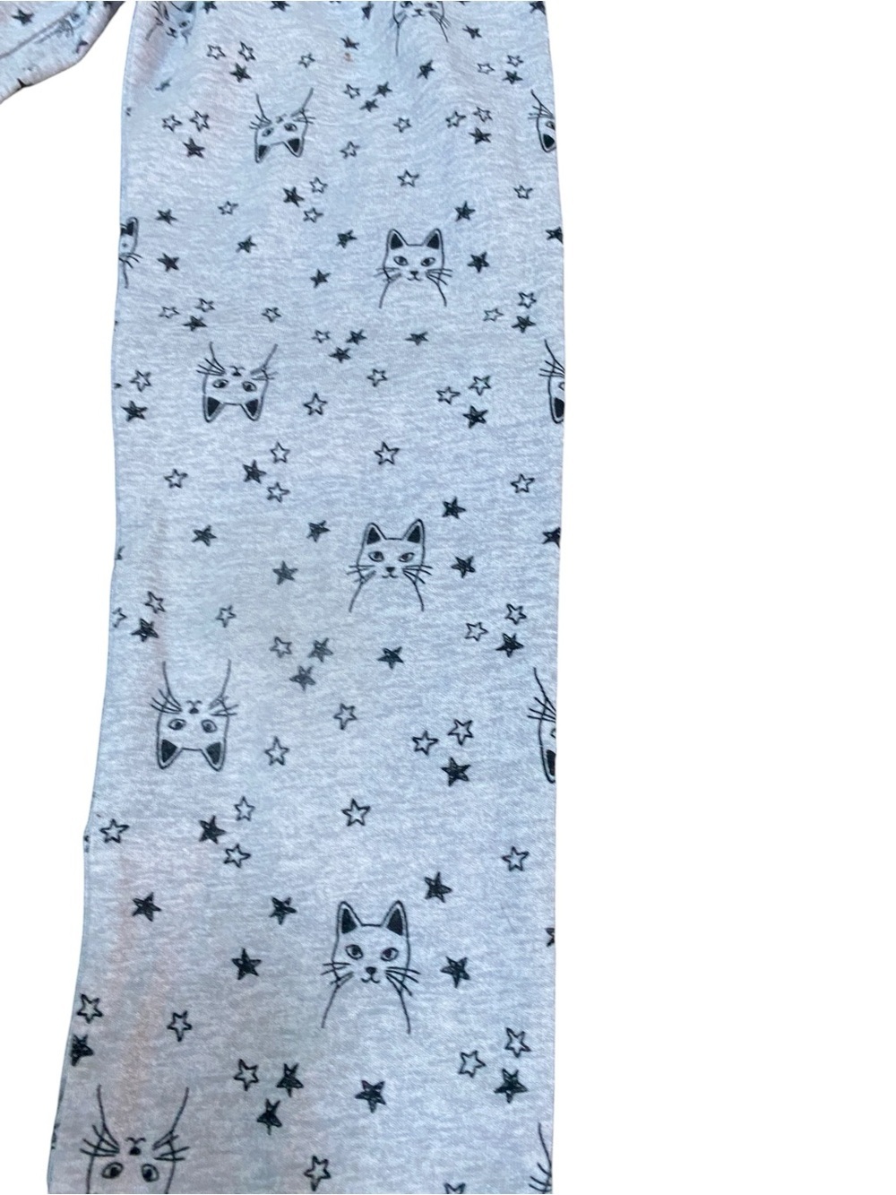 Kids Grey Star And Cat Print Leggings - Picture 4 of 6